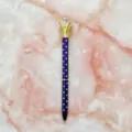 Elegant ballpoint pen with a large crystal diamond and purple polka dot barrel - 1.0mm Bullet Tip / Transparent Blue Barrel with White Polka Dots