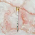 Elegant silver polka dot ballpoint pen with a large crystal diamond top decoration - 1.0mm Bullet Tip / Silver Barrel with Black Polka Dots