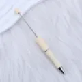 Minimalist cream white DIY beaded pen with rotating metal rod for creative crafting - Khaki Light Beige (Y60289)