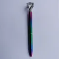 Creative rainbow gradient metal ballpoint pen with a large faceted crystal diamond top - 1.0mm Bullet Tip / Colorful
