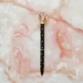 Elegant black ballpoint pen with gold polka dots and a large crystal diamond top - 1.0mm Bullet Tip / Black Barrel with Laser Rose Gold Dots