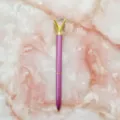 Elegant purple metal ballpoint pen featuring a sparkling large crystal diamond topper - 1.0mm Bullet Tip / Purple