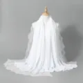 Écharpe longue unie blanche pour femme avec bordure en dentelle élégante, châle polyvalent. - 4# Blanc et blanc