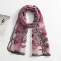 Écharpe transparente en nylon brodé floral chic, châle de mode léger pour femmes. - Rose Poudré / 180*60cm