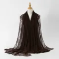 Women solid color long scarf with elegant lace border versatile fashion winter shawl dark brown - 10#Coffee+Coffee