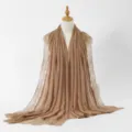 Khaki rayon lace long scarf for women, elegant solid color shawl wrap, versatile hijab. - 9#Light Camel + Light Camel