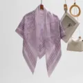 Lavender floral print square scarf, elegant lightweight voile headscarf for women spring style - Dusty Purple