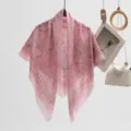 Pink floral print square scarf, lightweight voile fashion headscarf and chic neck wrap. - Dusky Pink