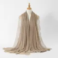 Beige rayon lace long scarf women versatile solid color shawl headscarf variant view - 8#Khaki + Khaki