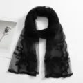 Black nylon lace embroidered long scarf, lightweight sheer fashion shawl for women. - Black / 180*60cm