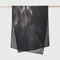Women gradient ink long scarf, elegant black edge digital print voile fashion shawl. - YW574