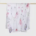 Floral print voile scarf, elegant watercolor flower design, soft lightweight fabric for women. - YW575