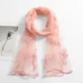 Pink sheer floral embroidered scarf, lightweight breathable women neck wrap shawl fashion. - Pink / 180*60cm