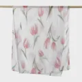 Women lightweight voile scarf with pink watercolor tulip print for spring and summer - YW580