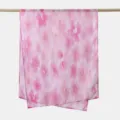 Pink floral print long scarf soft voile shawl for women elegant fashion versatile accessory. - YW582