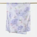 Women's lightweight watercolor floral print voile scarf elegant purple fashion long shawl drape - YW587