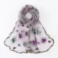 Women lightweight nylon embroidered sheer long scarf fashion travel breathable floral shawl. - Light Purple / 180*60cm