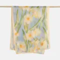 Floral print voile scarf, elegant yellow daffodil pattern long shawl for women wear. - YW550