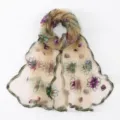 Women lightweight embroidered floral sheer scarf versatile elegant shawl wrap for travel. - Light Khaki / 180*60cm