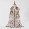 Floral embroidered sheer sheer scarf for women, lightweight pink shawl for travel and daily wear - Apricot Pink / 180*60cm
