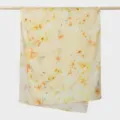 Yellow floral print scarf, lightweight voile shawl, elegant watercolor design for women. - YW591