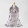 Lightweight nylon embroidered long scarf for women, breathable floral fashion shawl wrap. - Dusty Purple / 180*60cm