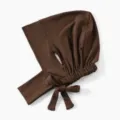 Bonnet de chimio en coton mercerisé marron foncé avec trous pour oreilles et sangle. - Taille unique / 4# Café moyen