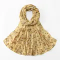 Foulard en mousseline à imprimé floral jaune, écharpe légère et hijab anti-soleil. - Style 1