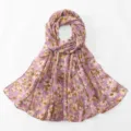 Foulard en mousseline violette pour femme, motif floral élégant, accessoire de mode et solaire. - 3#