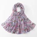 Écharpe en Chiffon à Fleurs Bleu, Foulard Femme Protection Solaire Mode Élégant - 4#