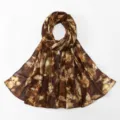 Women brown floral print chiffon scarf, lightweight sun protection fashion wrap shawl. - 8#