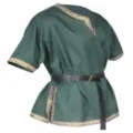 Men's Medieval Renaissance Tunic Short Sleeve V-Neck Vintage Costume with Belt Green - S / Tops / Green