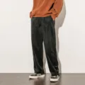 Pantalón casual de pana negra para hombre, corte recto holgado de moda otoño invierno. - M / Negro