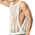 Débardeur sexy en maille pour hommes, design creux respirant pour fitness musculaire décontracté. - Abricot