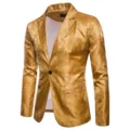 Chaqueta de traje elegante para hombre blazer ajustado con patrón de cachemira dorada top - M / Tops / Amarillo
