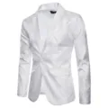 Chaqueta de blazer ajustada blanca para hombre con elegante patrón jacquard paisley un botón. - M / Tops / Blanco