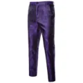 Pantalones de traje morados para hombre, patron paisley slim fit elegante de fiesta. - M / Bottoms / Pantalón Púrpura