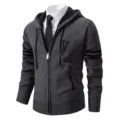 Herren Herbst Winter Strickjacke mit Kapuze Reißverschluss Slim Fit modische Oberbekleidung - M / Oberteile / Dunkelgrau