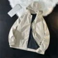 Chaqueta hombre moda casual con capucha falso dos piezas primavera otoño abrigo streetwear - M / Caqui