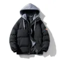 Herren Winter Daunenjacke Freistehende Kapuze Falsche Zweiteilige Dicke Warme Jacke - M / Schwarz