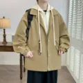 Men's Casual Loose Fake Two-Piece Jacket Autumn Fashion Outerwear Trendy Stylish Top - M / Tops / Army Green