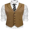 Gilet in Ecopelle Slim Fit da Uomo Casual Monopetto Elegante Giacca Senza Maniche - Taglia M / Cachi