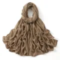 Écharpe unie marron en viscose, long châle polyvalent pour femme et élégant foulard. - Style 1