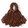 Effen viscose lange sjaal, bruine modieuze dames hoofddoek en stijlvolle omslagdoek. - 16#