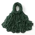 Donkergroene Rayon Lange Sjaal Effen Kleur Hijab Omslagdoek Veelzijdige Dames Mode Accessoire - 17#