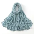 Lichtblauwe viscose lange sjaal, veelzijdige effen kleur dames mode sjaal en hoofddoek variant. - 18#