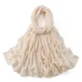 Beige effen kleur rayon lange sjaal, veelzijdige dames hijab en modieuze omslagdoek - 24#