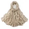 Beige effen viscose lange sjaal, zachte veelzijdige dames mode omslagdoek en stijlvolle hoofddoek. - Code 27