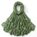 Effen saliegroene rayon lange sjaal, veelzijdige ademende hijab omslagdoek voor dames. - Code 32