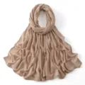 Lange effen modal sjaal en comfortabele hoofddoek, zachte neutrale beige damessjaal. - 37#